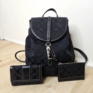 COACH Bundle Backpack with Trifold Wallet and Coin/key pouch EUC